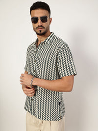Thomas Scott Men Premium Spread Collar Vertical Striped Cotton Slim Fit Casual Shirt