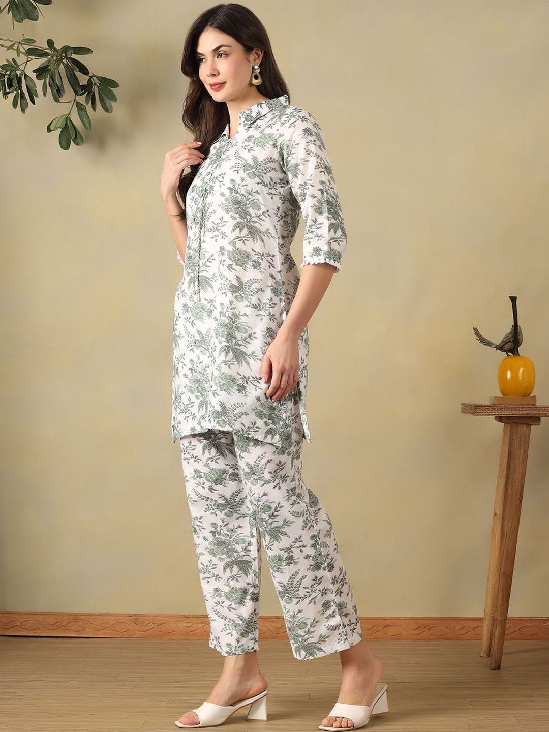 Mamicha Floral Cotton Printed Tunic with Trousers