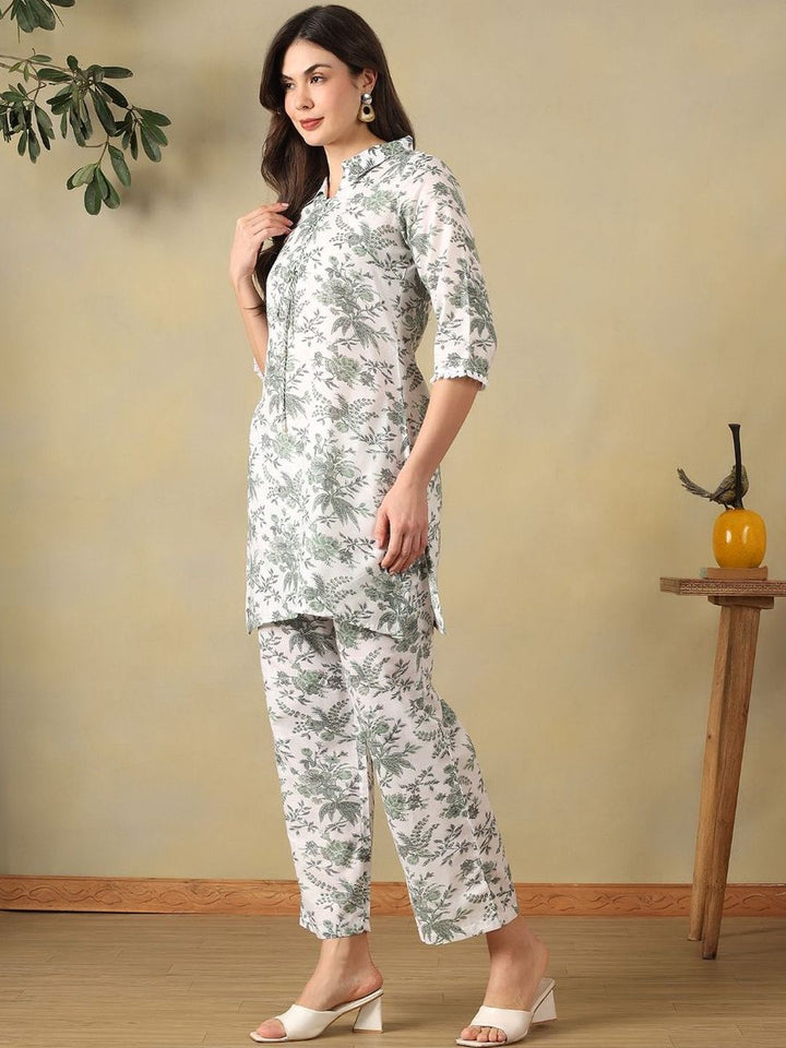 Mamicha Floral Cotton Printed Tunic with Trousers