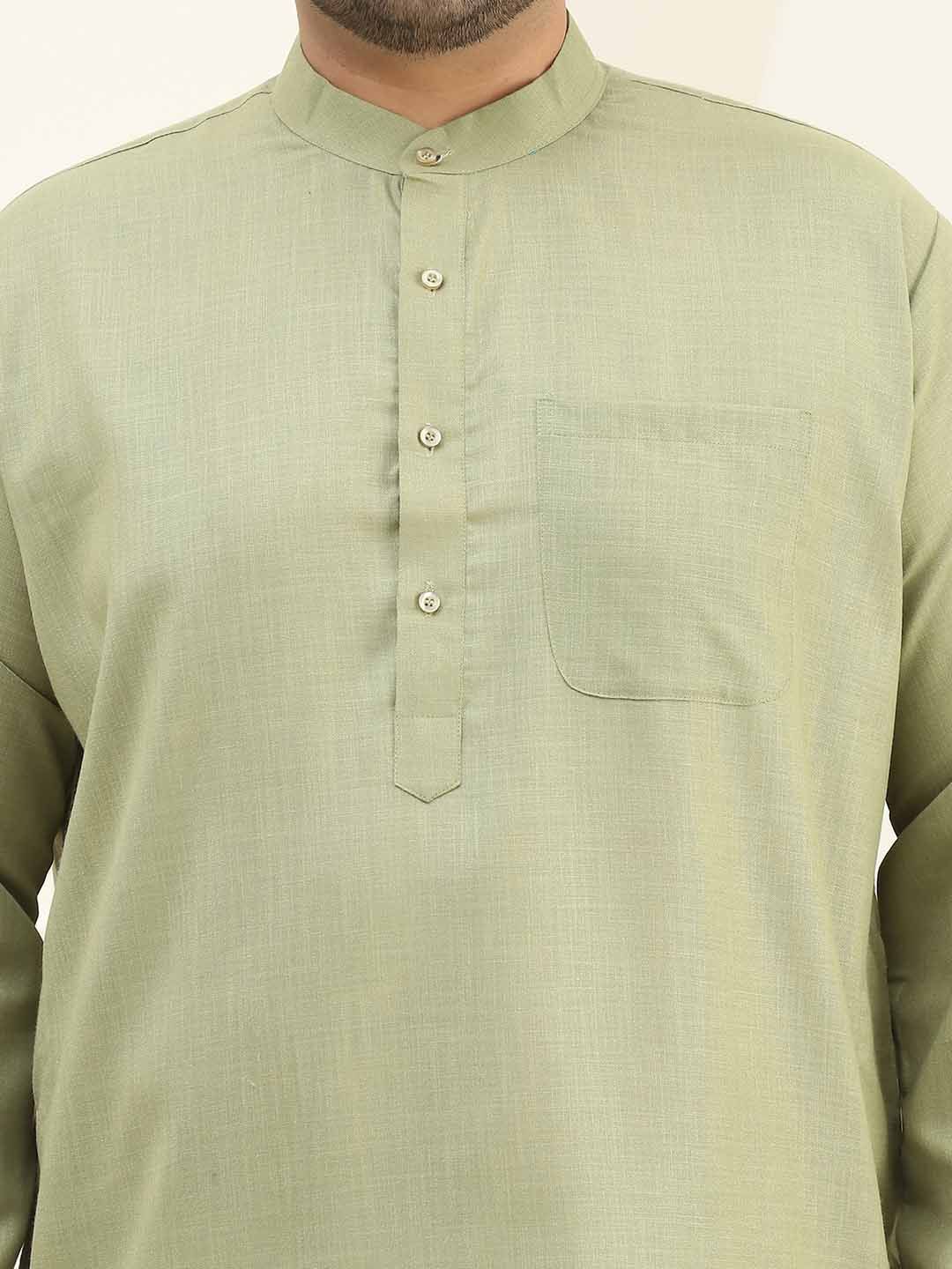 SOJANYA Plus Mandarin Collar Long Sleeves Cotton Straight Kurta