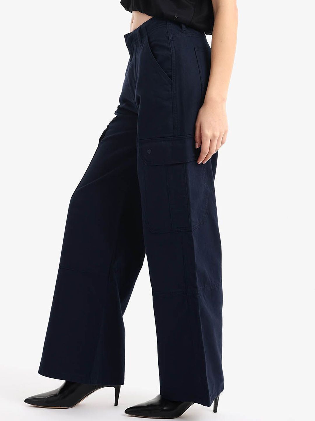 RAREISM Women Loose Fit High-Rise Cargos Trousers