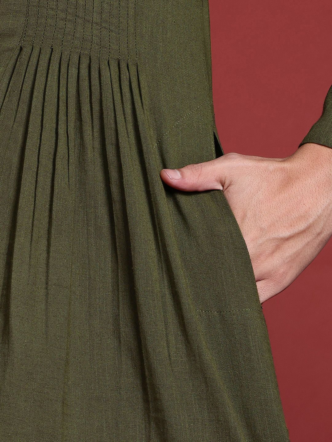 Anouk Tyohaar Collection Pure Cotton Pleated Asymmetric Kurta