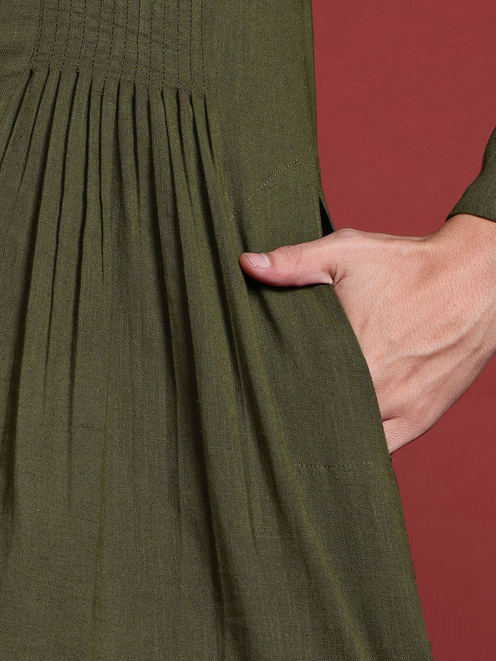 Anouk Tyohaar Collection Pure Cotton Pleated Asymmetric Kurta