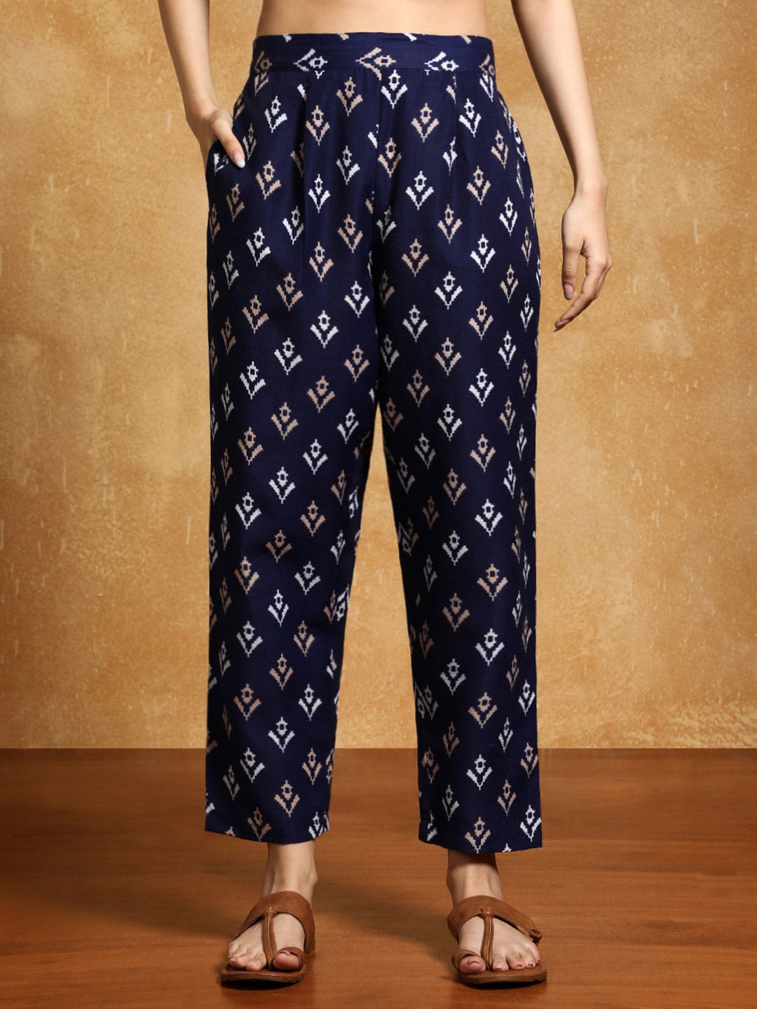 Varanga Floral Printed V-Neck Straight Kurta With Trousers And Dupatta