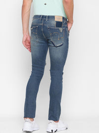 SPYKAR Men Blue Skinny Fit Low-Rise Mildly Distressed Heavy Fade Jeans