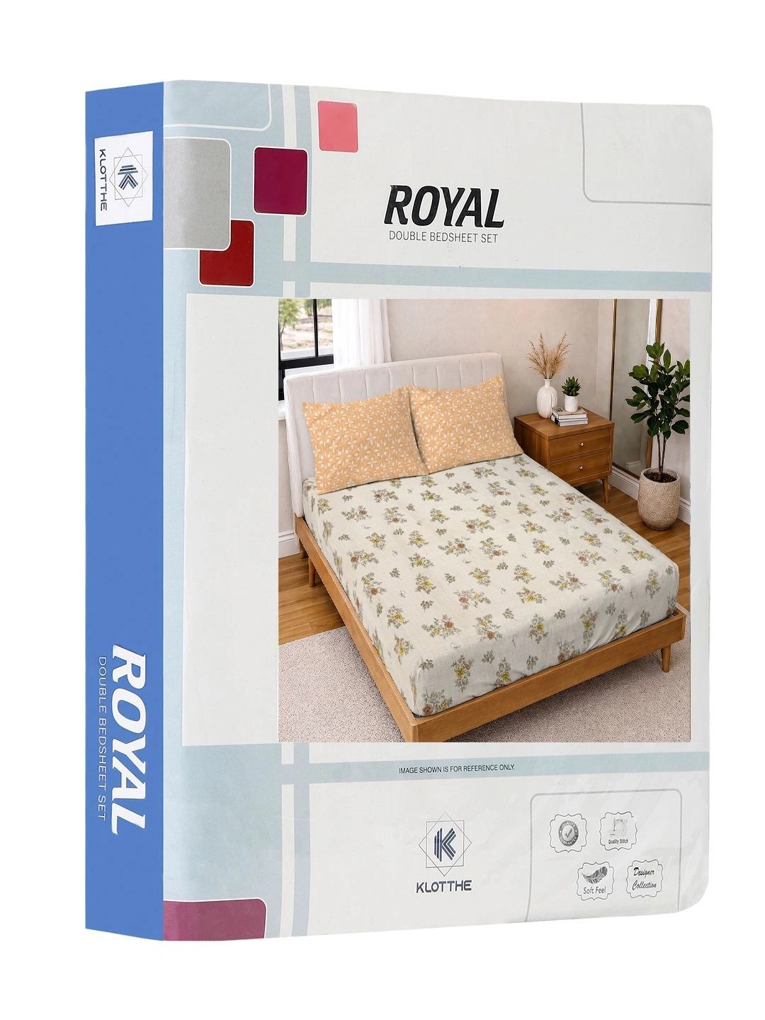 KLOTTHE Beige & Peach-Coloured Floral 300 TC King Bedsheet with 2 Pillow Covers
