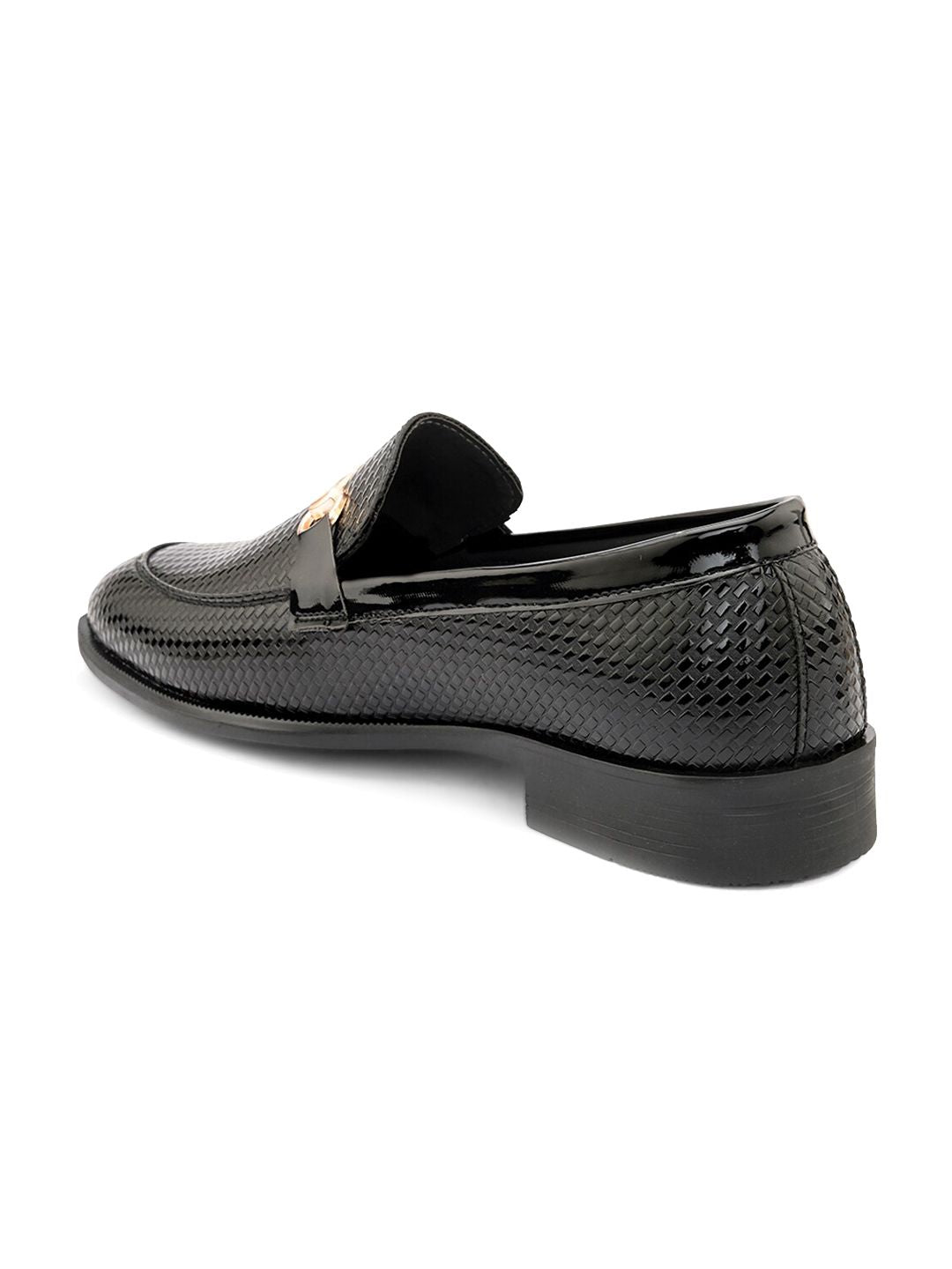 House of Pataudi Men Textured Formal Horsebit Loafers