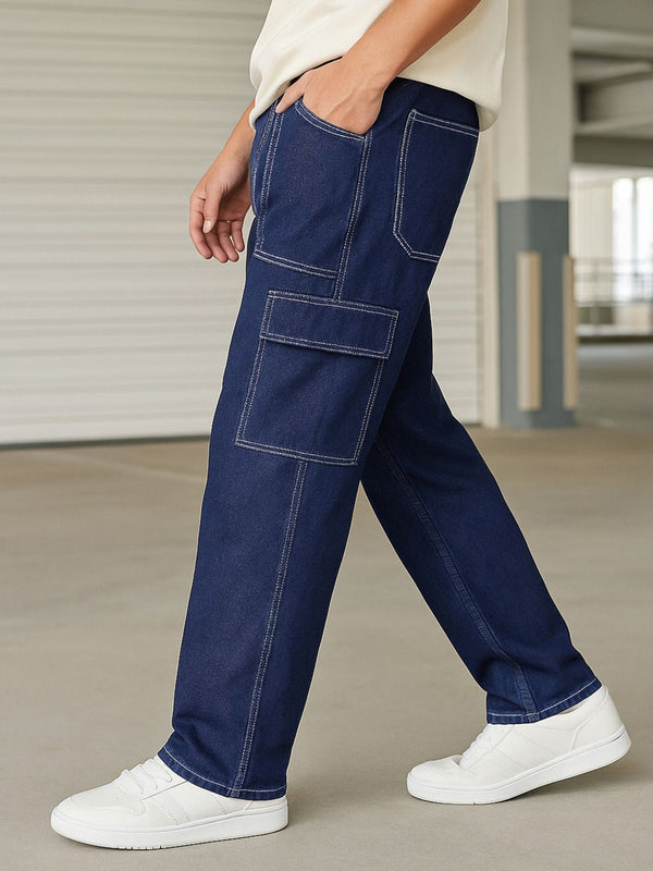 Bewakoof lelaki tulen kapas jeans kargo