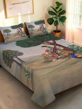 Moda Rapido X KLOTTHE Brown & Green Ethnic Motifs 400 TC King Bedsheet with 2 Pillow Covers