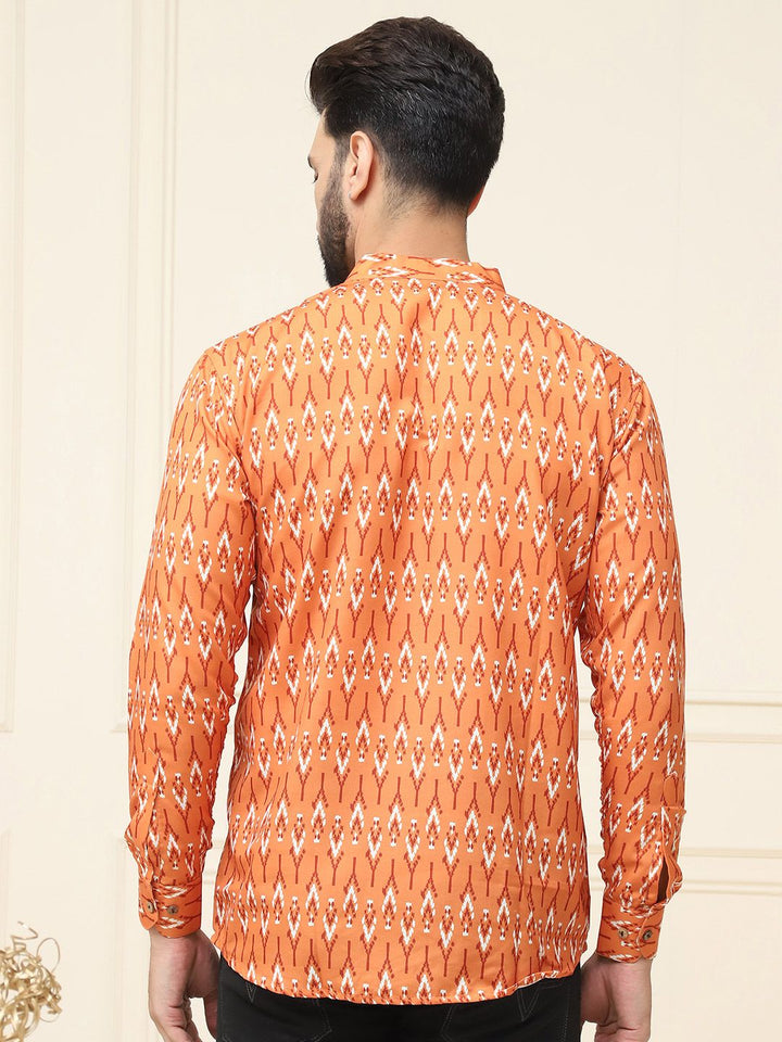 SOJANYA Ethnic Motifs Printed Band Collar Pure Cotton Short Kurta