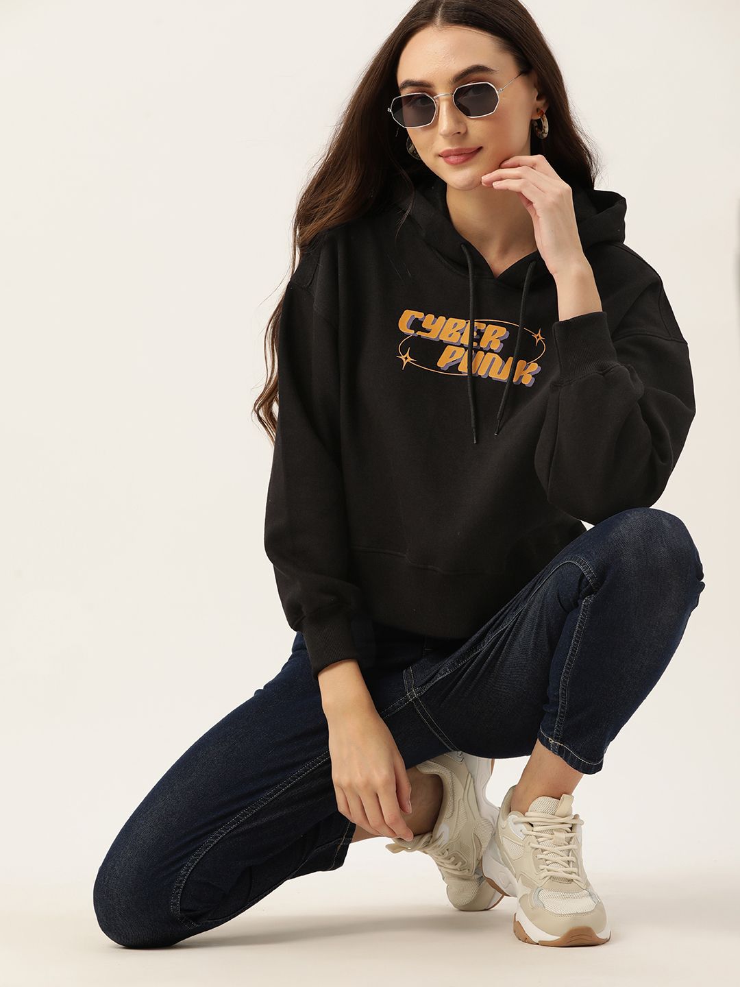 DressBerry Women Printed Hooded Sweatshirt
