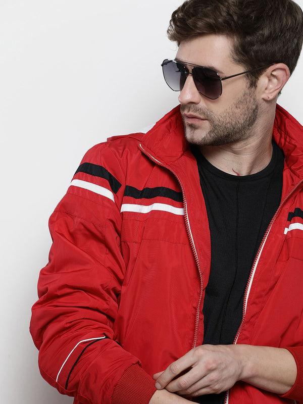 The Indian Garage Co Hooded Slim Fit Bomber Jacket with Zippered Insert Pockets