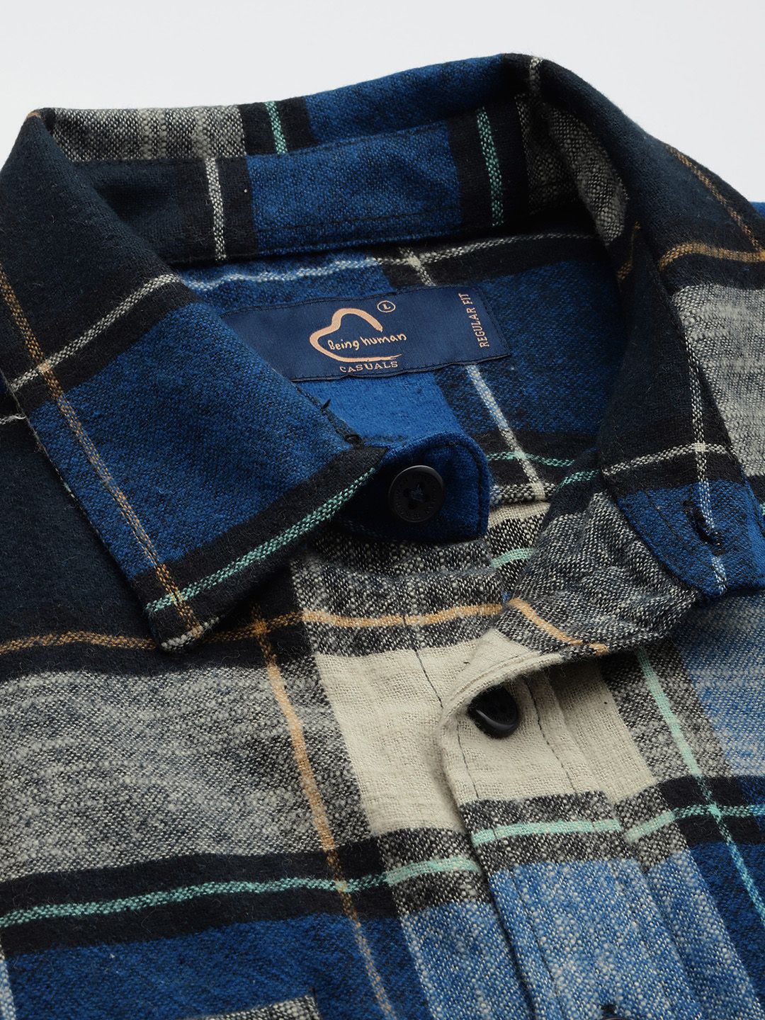 Being Human Checked Drop-Shoulder Sleeves Pure Cotton Casual Shirt