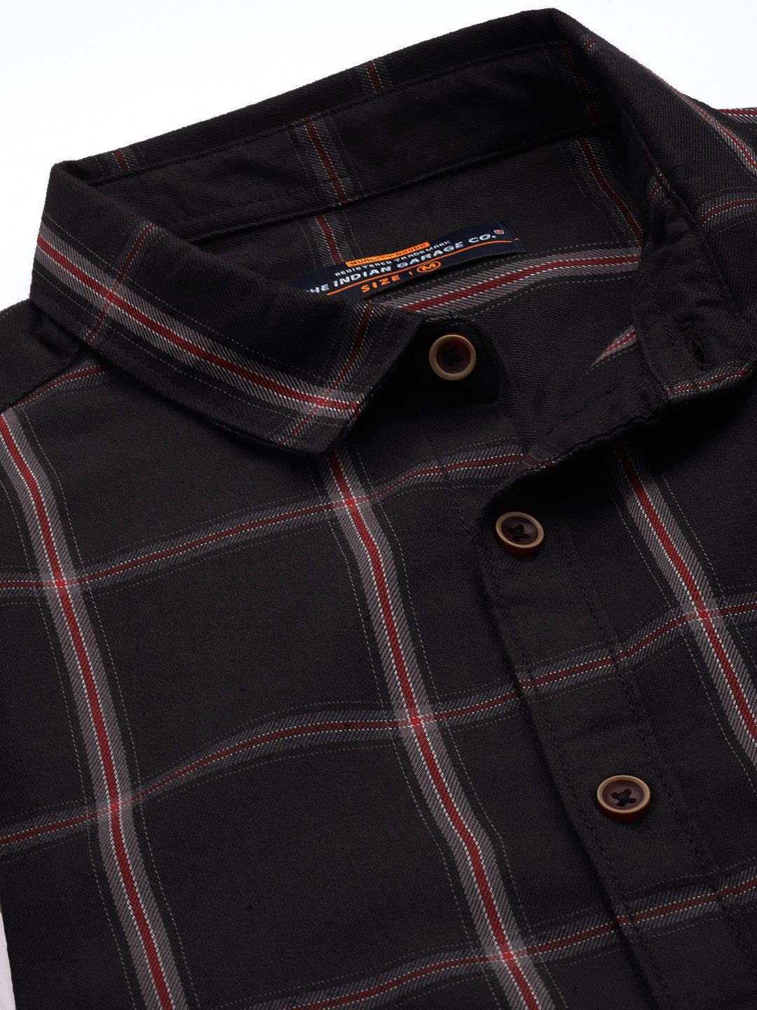 The Indian Garage Co Checked Pure Cotton Casual T-Shirt