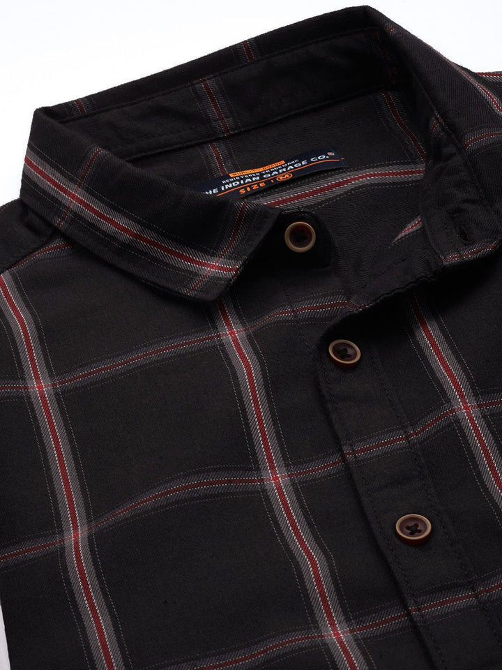 The Indian Garage Co Checked Pure Cotton Casual T-Shirt