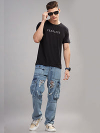 ADRO Men Typography Raw Edge T-shirt