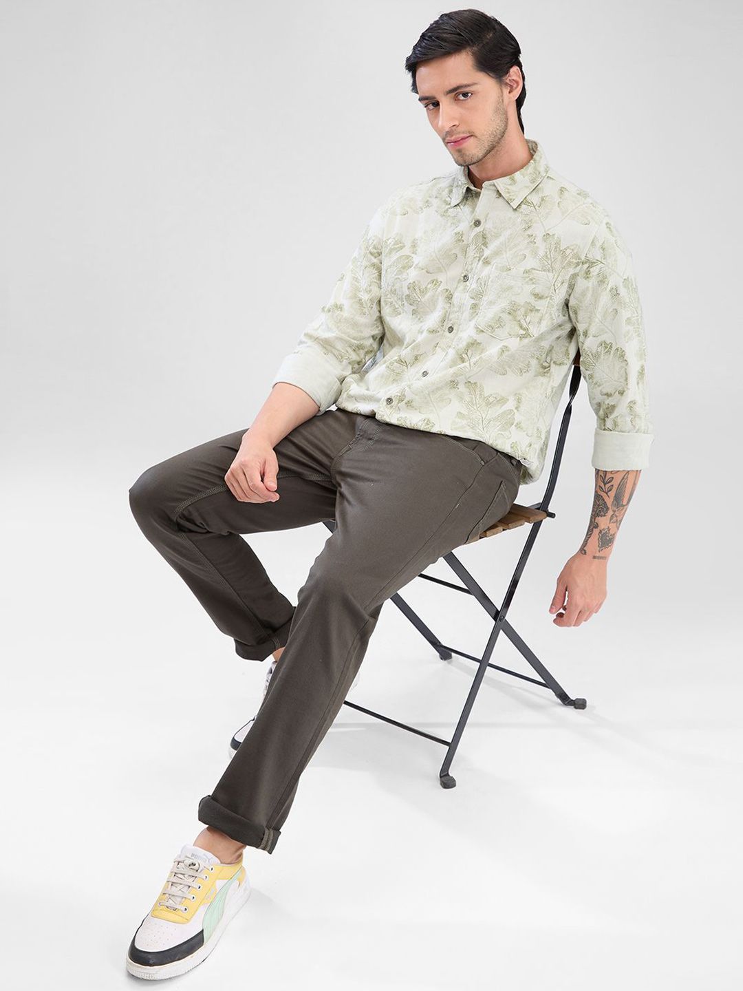 SPYKAR Men Slim Fit Floral Opaque Printed Casual Full Sleeve Shirt