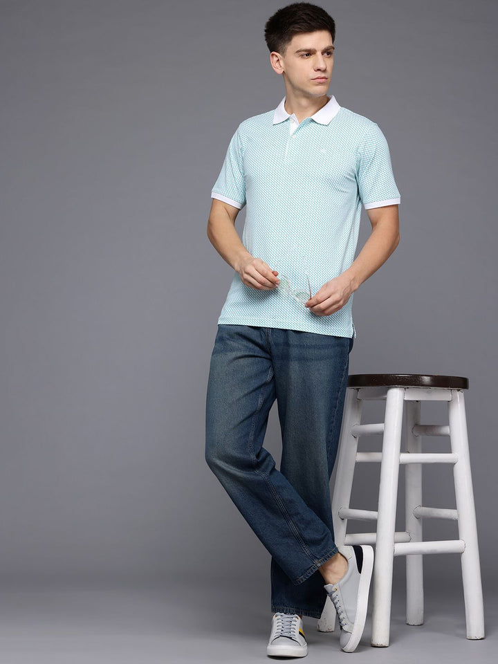 Raymond Geometric Print Polo Collar Pure Cotton Modern Fit T-shirt