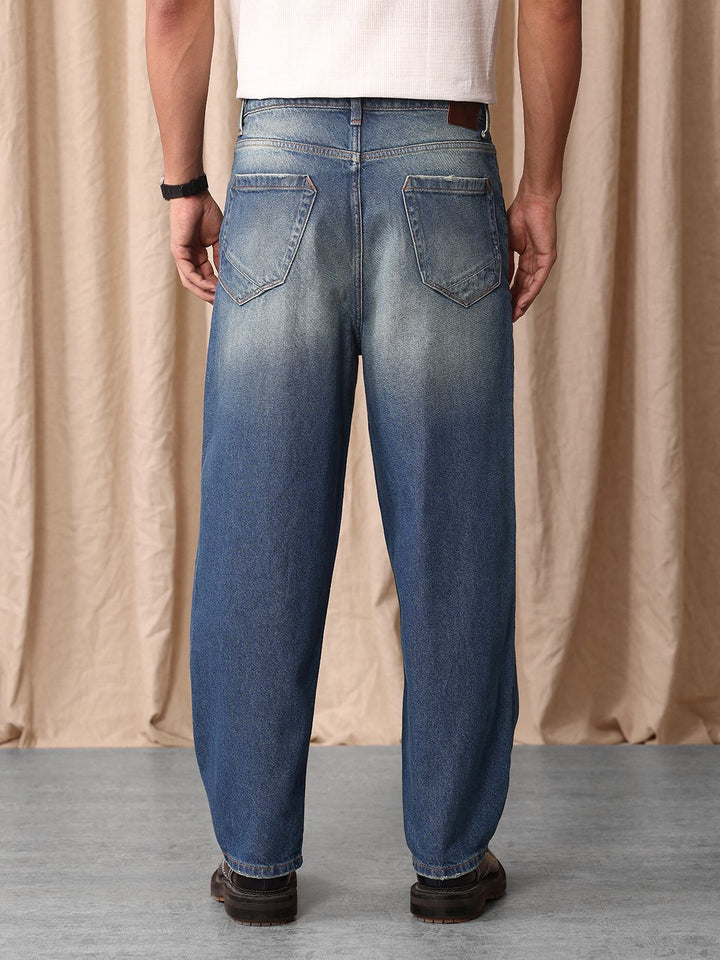 Mr Bowerbird Men Pure Cotton Oversized Heavy Fade Jeans
