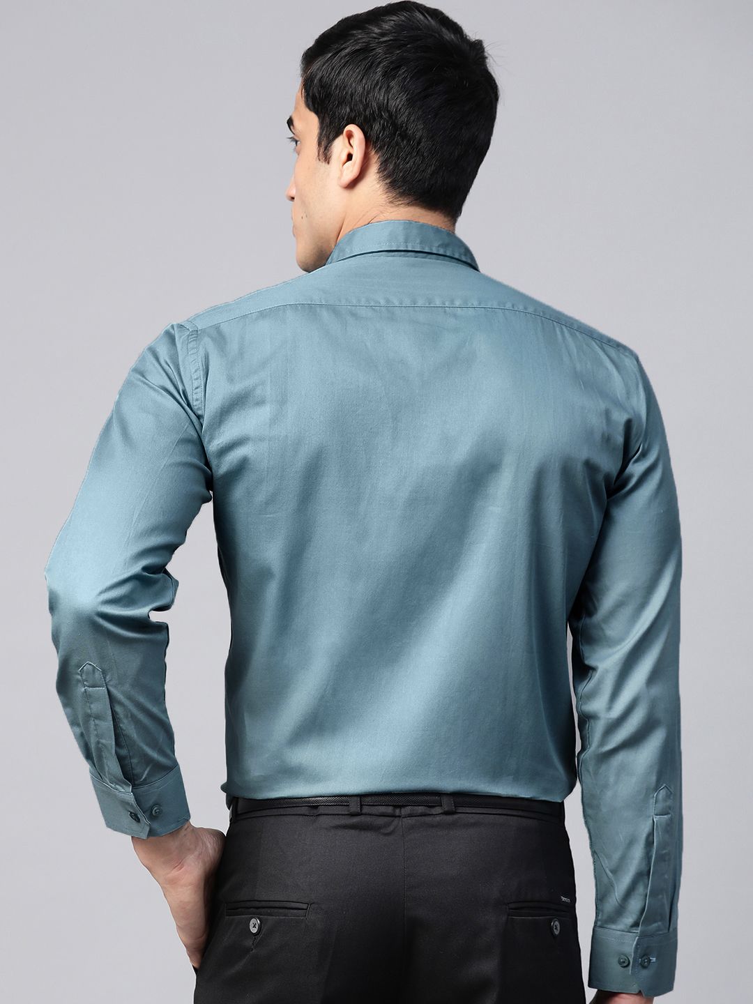 DENNISON Men Blue Pure Cotton Smart Slim Fit Solid Formal Shirt