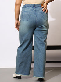 SASSAFRAS Curve Women PLus Size Comfort Acid Wash Clean Look Stretchable Jeans