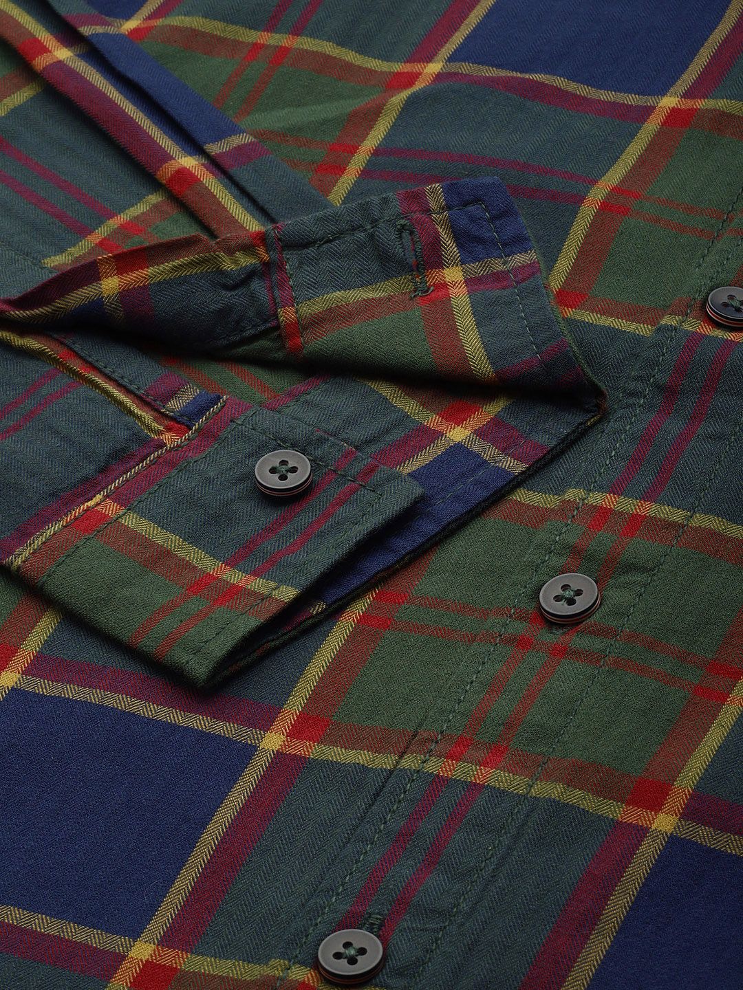 The Indian Garage Co Pure Cotton Slim Fit Opaque Checked Casual Shirt