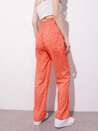 DressBerry Women Paperbag Waist Printed Trousers with Belt