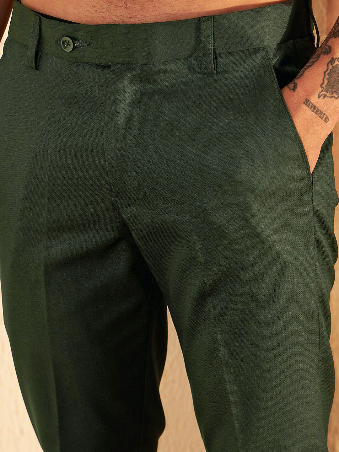 DENNISON Men Smart Tapered Fit Easy Wash Trousers