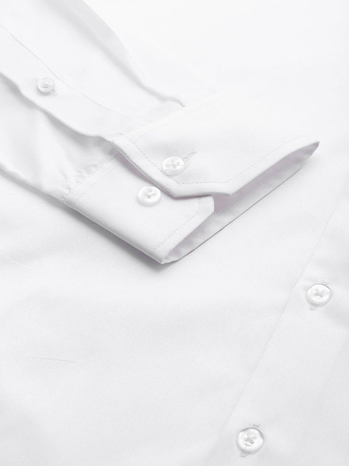 Hancock Men White Solid Regular Fit Pure Cotton Formal Shirt
