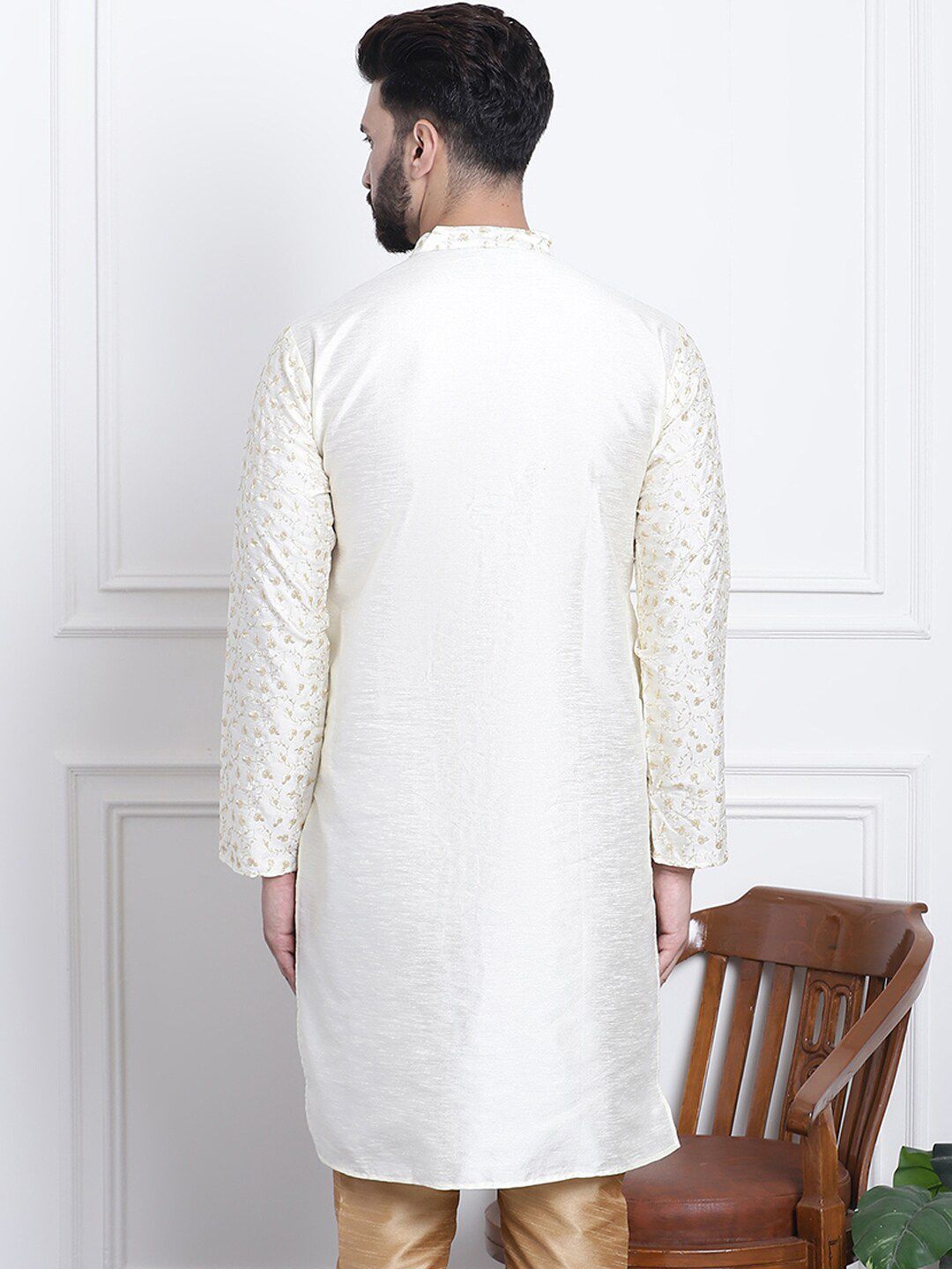 SOJANYA Kurta Lurus Kolar Mandarin Sulam Bunga
