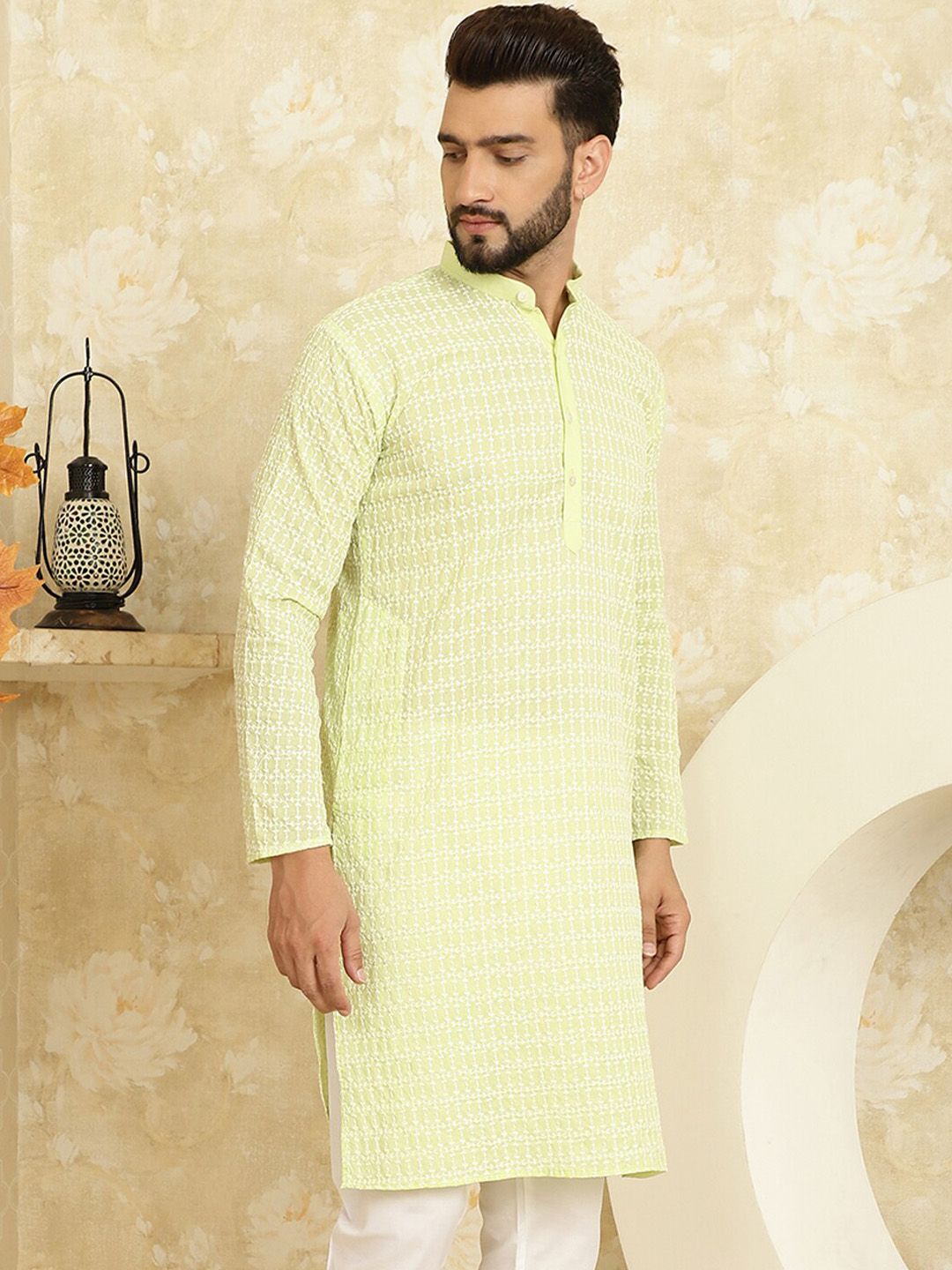 SOJANYA Ethnic Motifs Embroiedred Cotton Straight Kurta