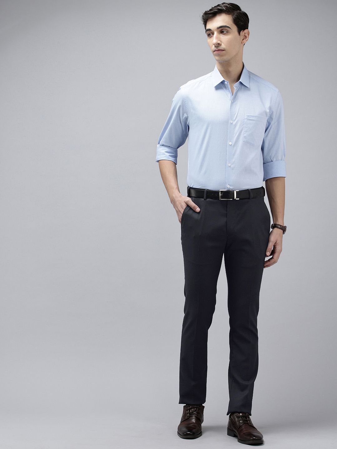 Park Avenue Men Textured Slim Fit Formal Trousers