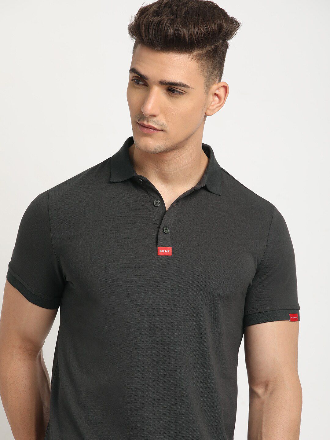 THE BEAR HOUSE Polo Collar Short Sleeves Slim Fit T-shirt