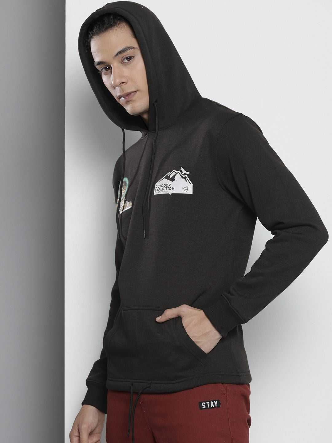 The Indian Garage Co Men Printed Hooded Sweatshirt
