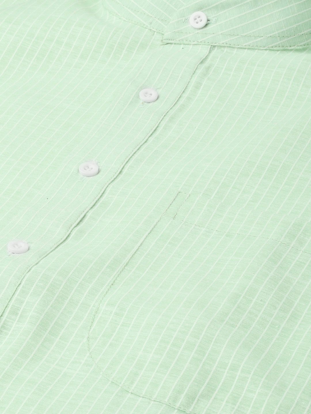 SOJANYA Men Sea Green & White Striped Straight Kurta