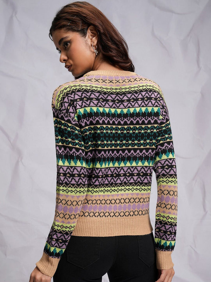 Tokyo Talkies Black Relaxed Fit Cable Knit Acrylic Pullover