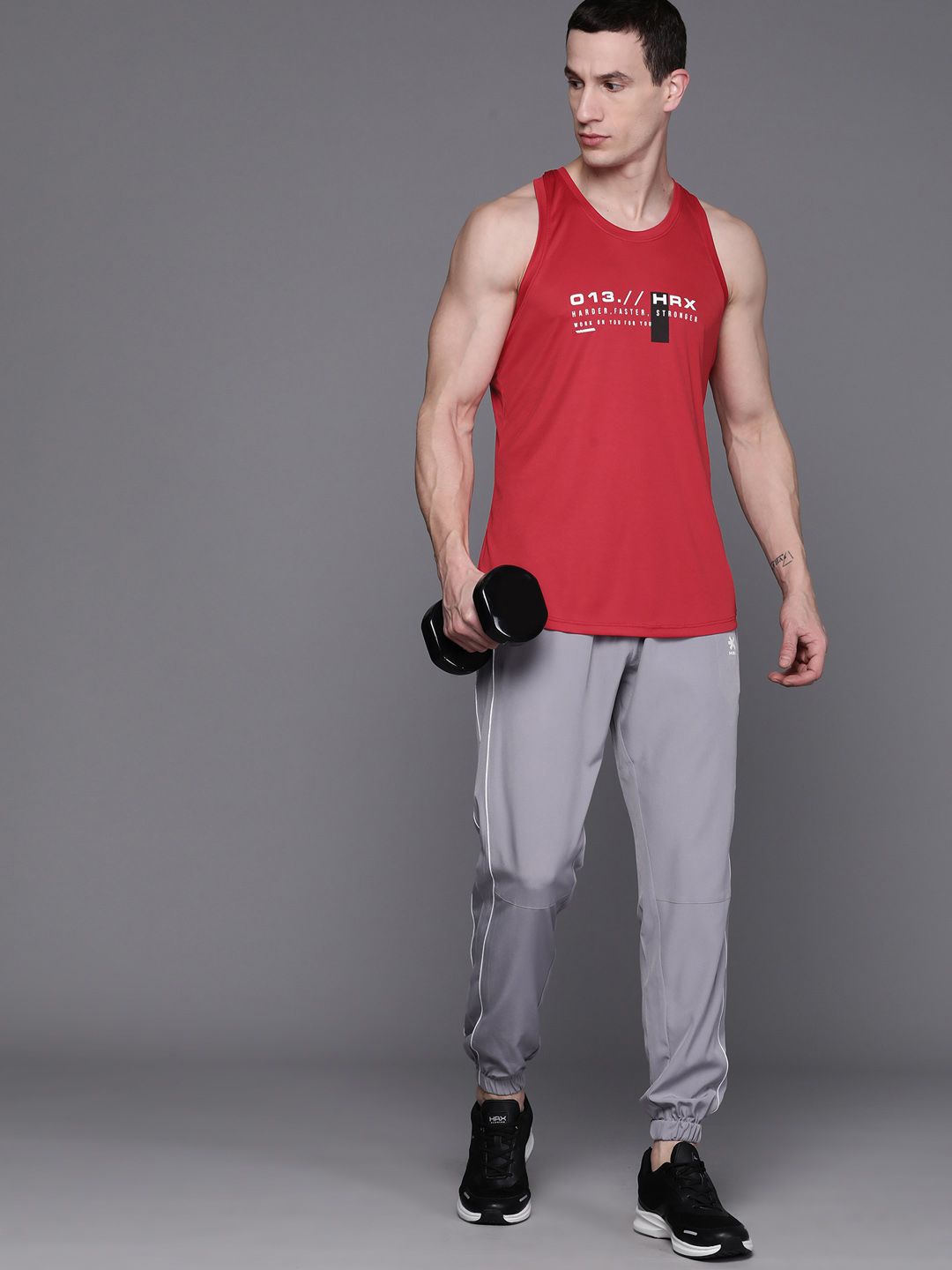 HRX by Hrithik Roshan Men Printed Rapid-Dry Training T-shirt with Reflective Detail