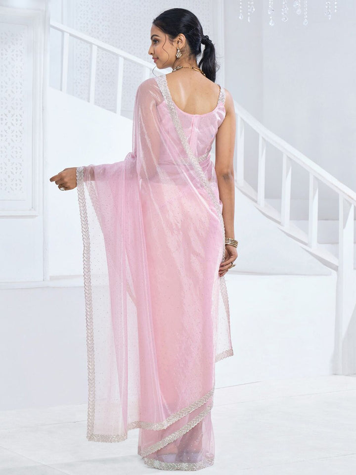 Saree mall Embellished Beads and Stones Organza Saree