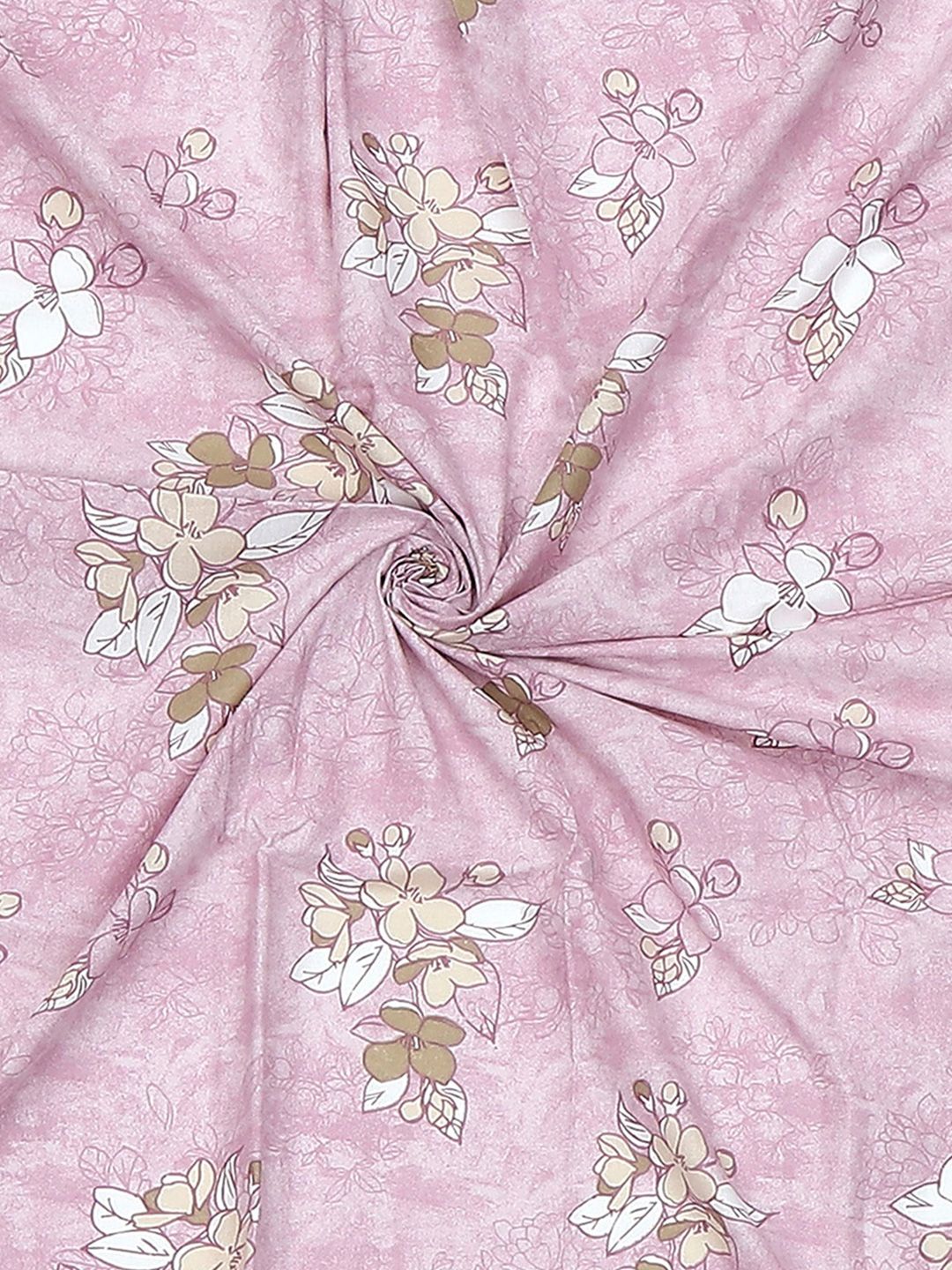 Monte Carlo Pink & White Floral Printed Cotton 104 TC Single Bedsheet Set-2.24 m x 1.52 m