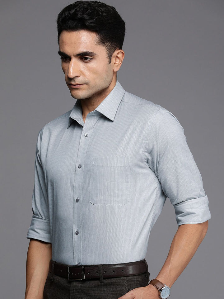 Raymond Pure Cotton Self Design Slim Fit Textured Formal Shirt