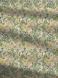 MYTRIDENT Beige  White Floral Pure Cotton 144 TC Queen Bedsheet With 2 Pillow Covers
