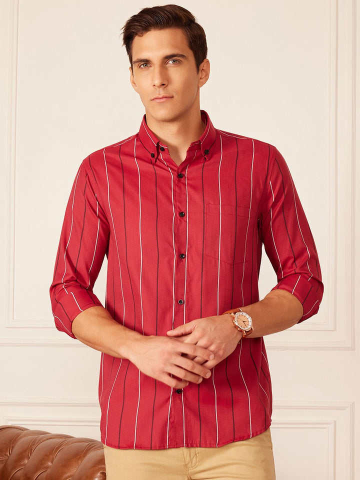 DENNISON Smart Striped Button-Down Collar Casual Shirt