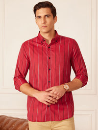DENNISON Smart Striped Button-Down Collar Casual Shirt