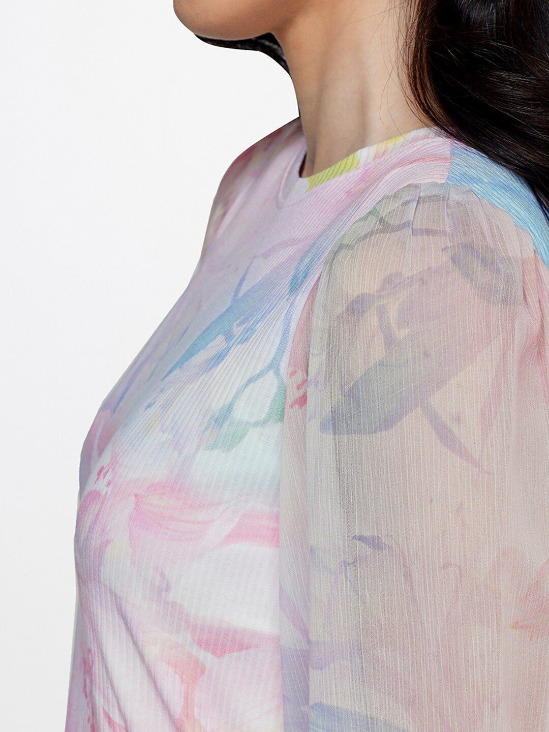 AND Floral Printed Puff Sleeves Top