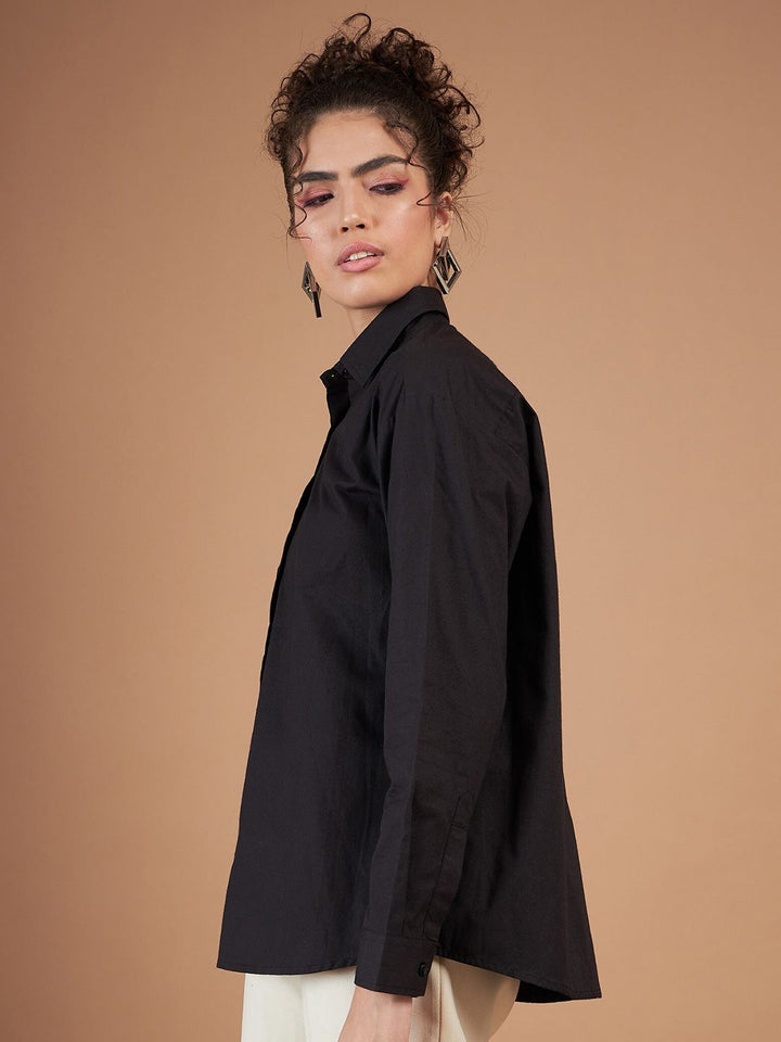 SASSAFRAS Spread Collar Opaque Back Placket Detail Casual Pure Cotton Shirt