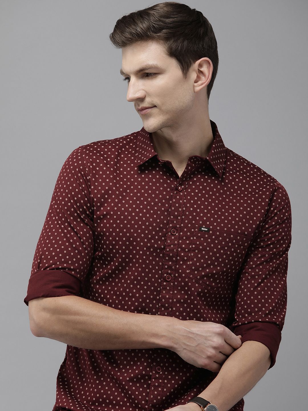 SPYKAR Pure Cotton Slim Fit Floral Opaque Printed Casual Shirt