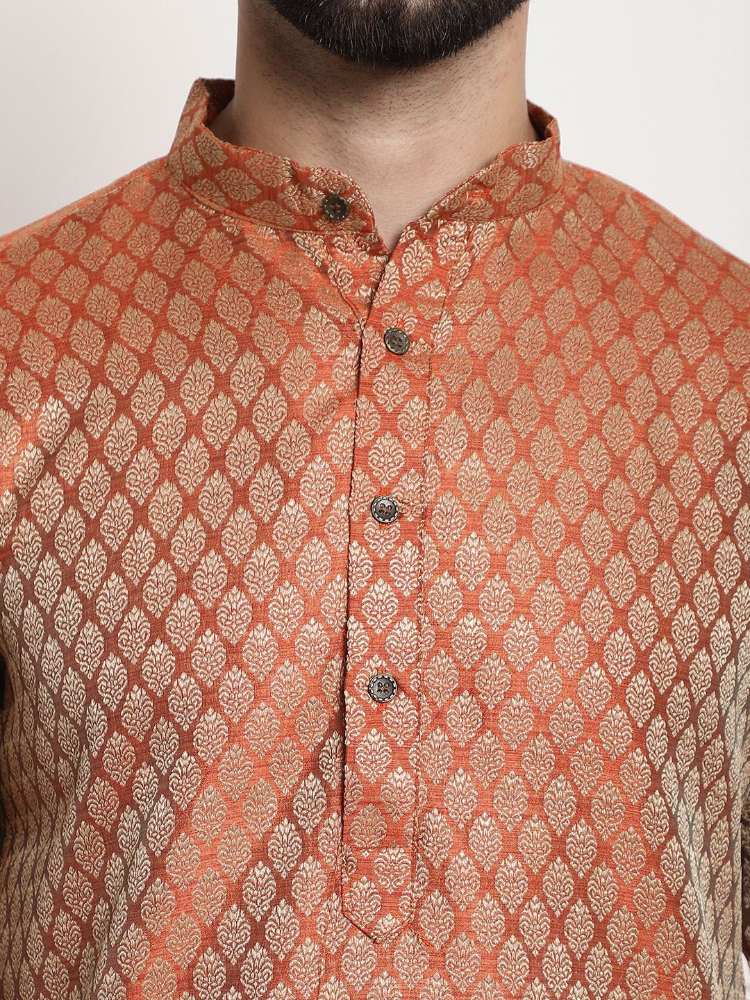 SOJANYA Ethnic Motifs Woven Design Regular Kurta & Churidar With Nehru Jacket