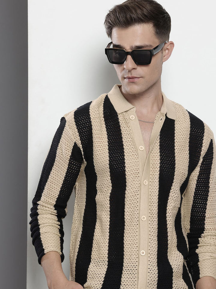 The Indian Garage Co Striped Pure Acrylic Casual Shirt