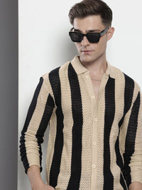 The Indian Garage Co Striped Pure Acrylic Casual Shirt