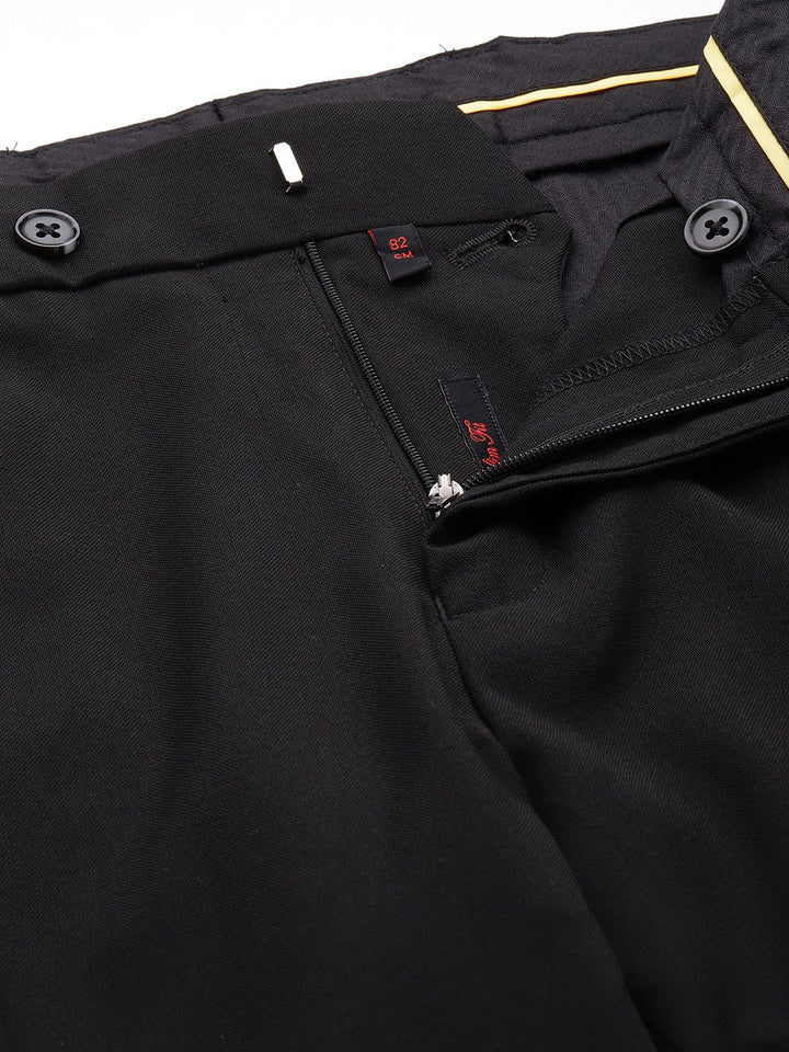 Raymond Men Solid Mid-Rise Slim Fit Formal Trousers